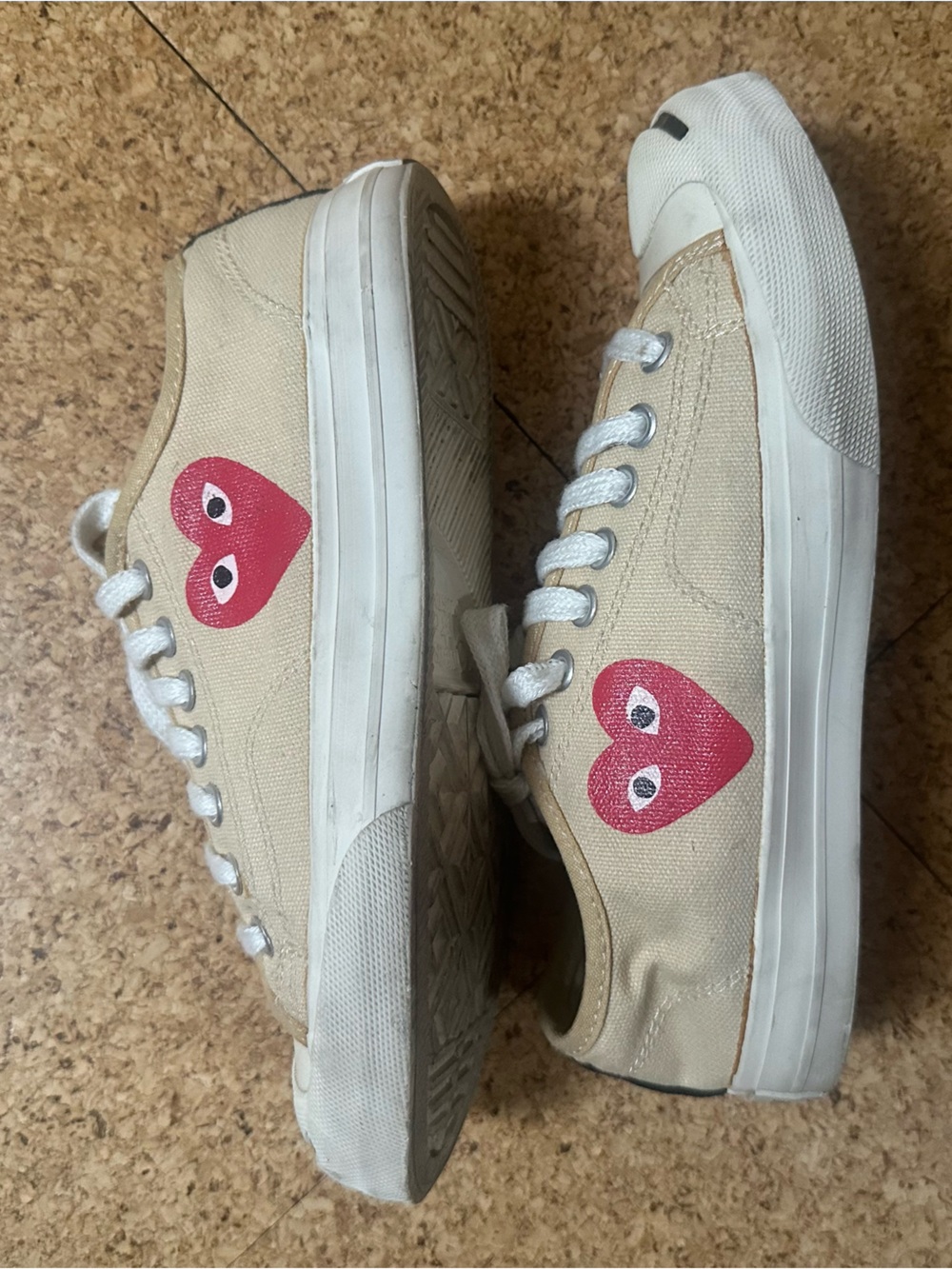 Commes des Garçons Play Converse Jack Purcell Sneakers with Red Heart Graphic